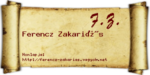 Ferencz Zakariás névjegykártya
